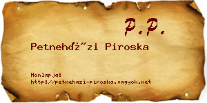 Petneházi Piroska névjegykártya