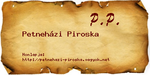 Petneházi Piroska névjegykártya